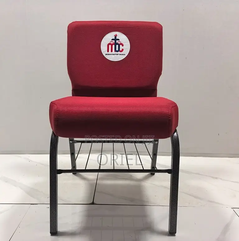 Office Chairs; Medium-Back Wooden Upholstered Church Seat