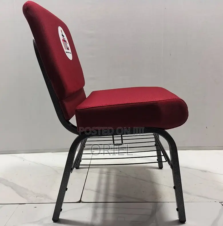 Office Chairs; Medium-Back Wooden Upholstered Church Seat