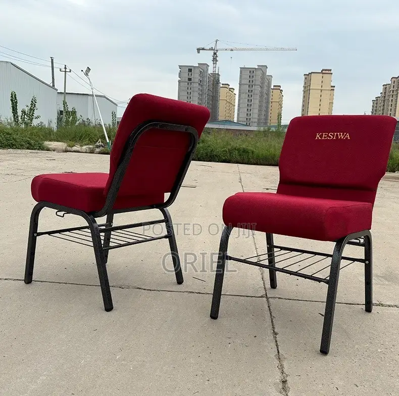 Office Chairs; Medium-Back Wooden Upholstered Church Seat