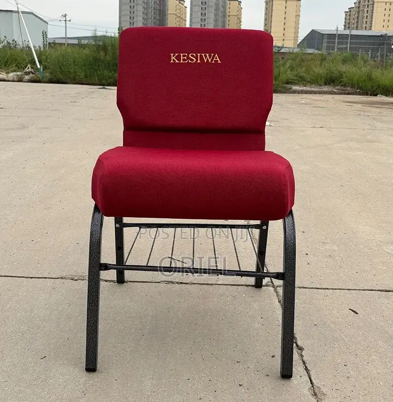 Office Chairs; Medium-Back Wooden Upholstered Church Seat