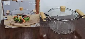 2 Wooden Handle High Boron Heavy Borosilicate Glass Cookware