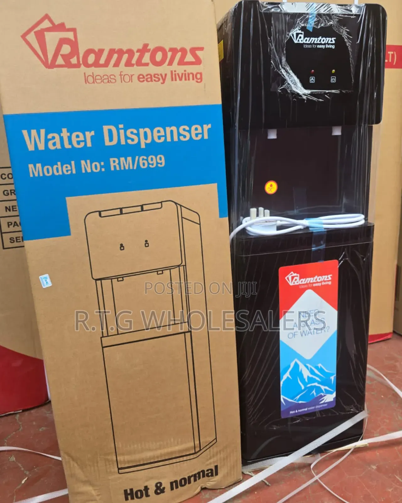 Ramtons Free‐Standing Water Dispenser (Hot Room Temp) – Black