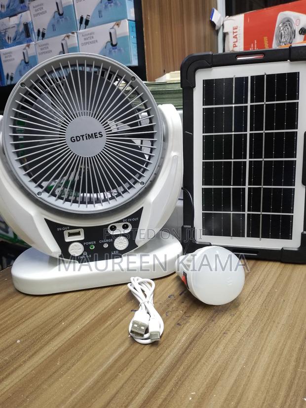 Gdtimes Solar Rechargable Fan With Panel+ Led Light - thumbnail 3