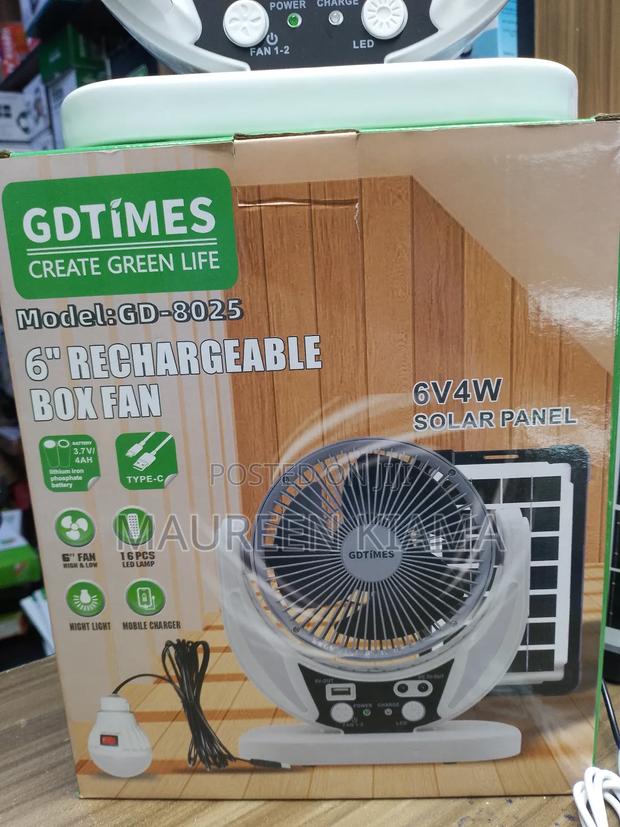 Gdtimes Solar Rechargable Fan With Panel+ Led Light - thumbnail 4