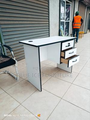 1m White Office Desk With Drawers - thumbnail 2