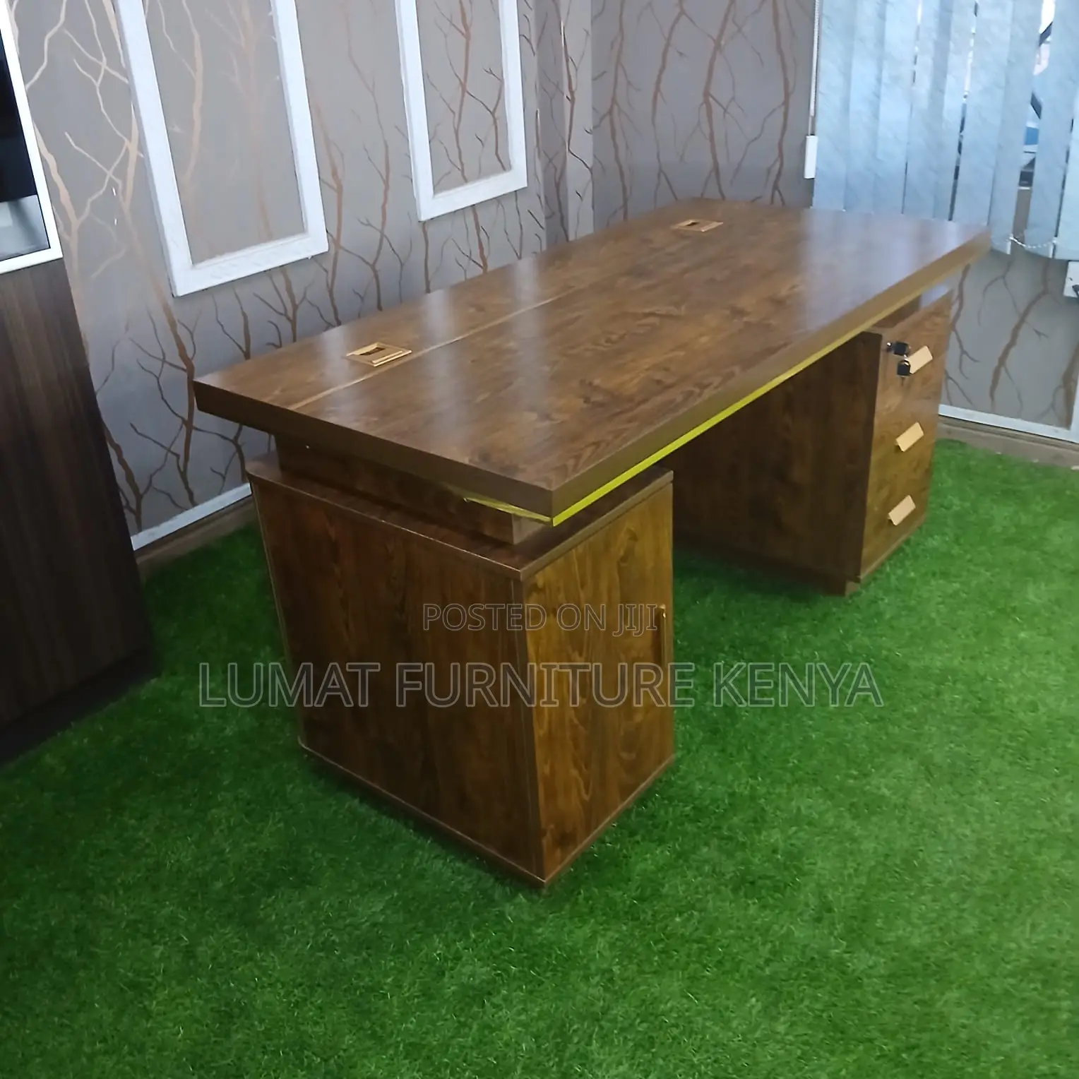 Premium Gold-Toned Office Desk
