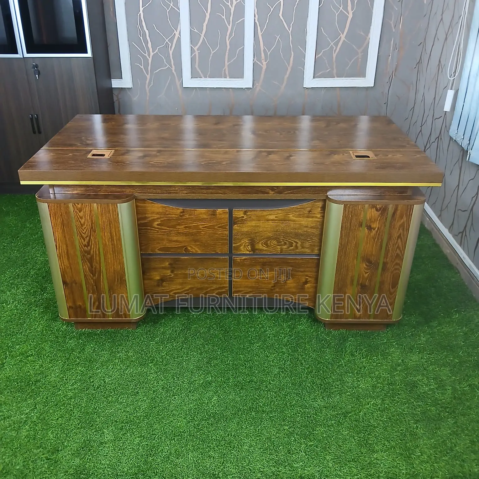 Premium Gold-Toned Office Desk