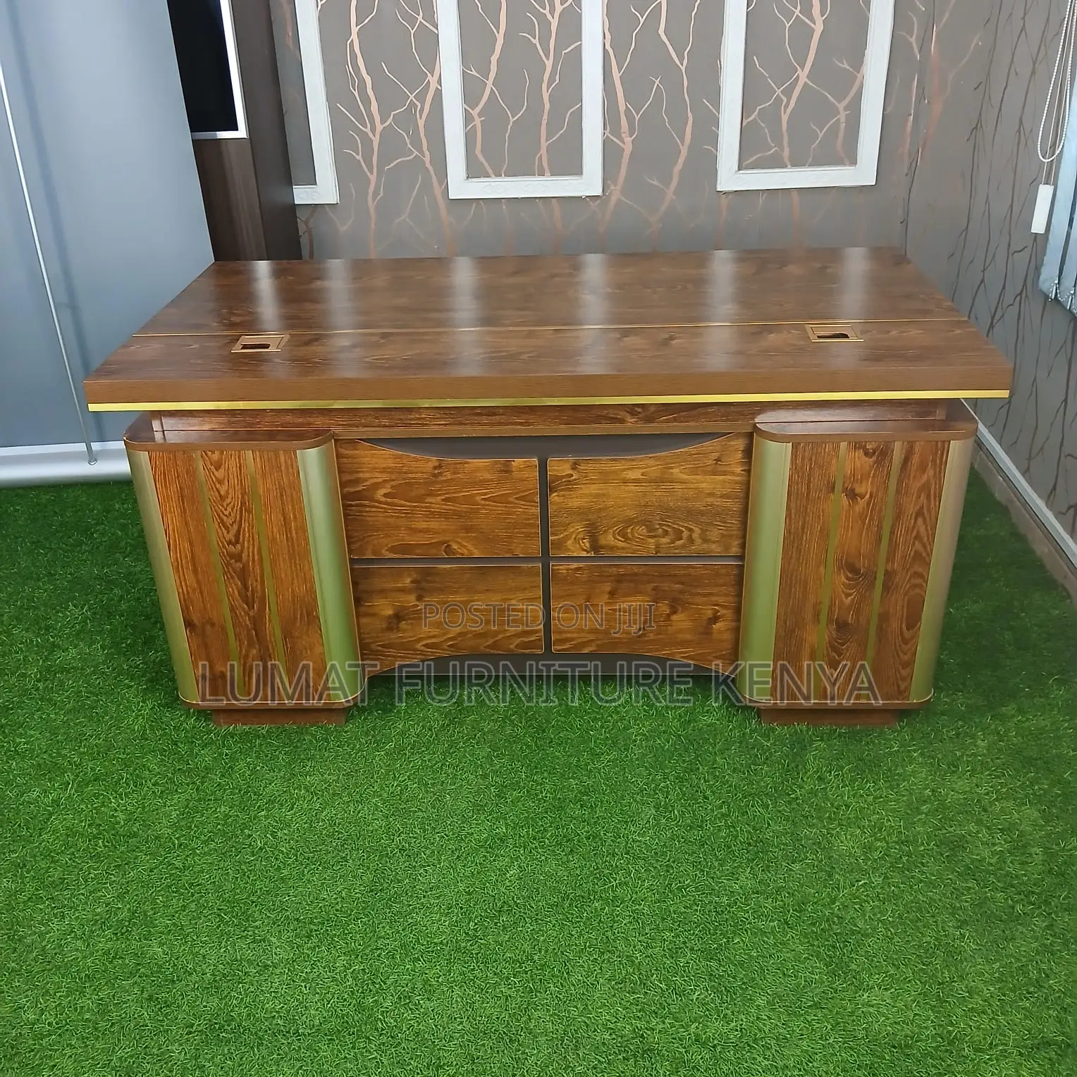 Premium Gold-Toned Office Desk