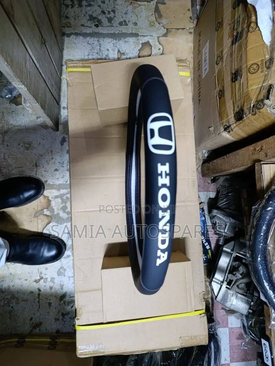 Honda Steering Cover Leather Available in Black ,Red