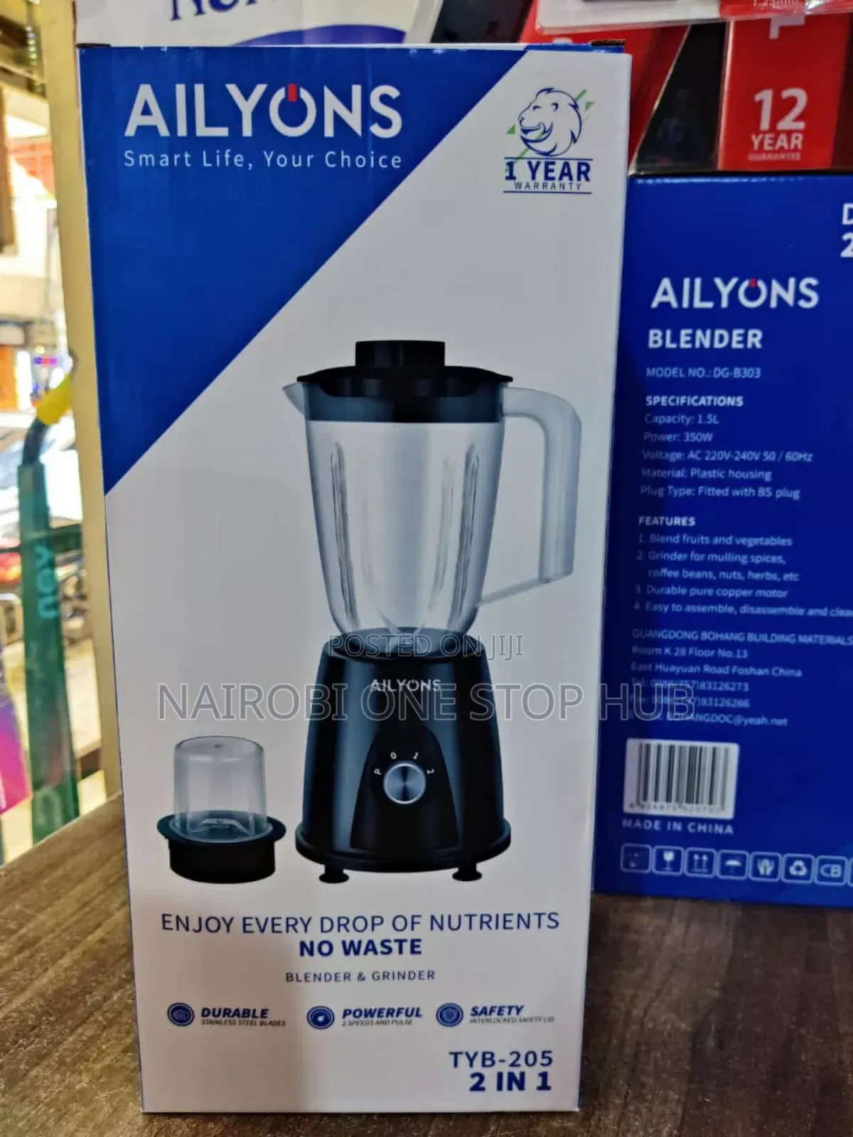 Ailyons 2 in 1 Blender Black Colour