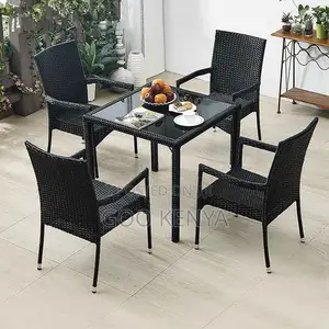 Home Dining Set; Modern Rattan 4 Seater Dining For Outdoor Relaxation