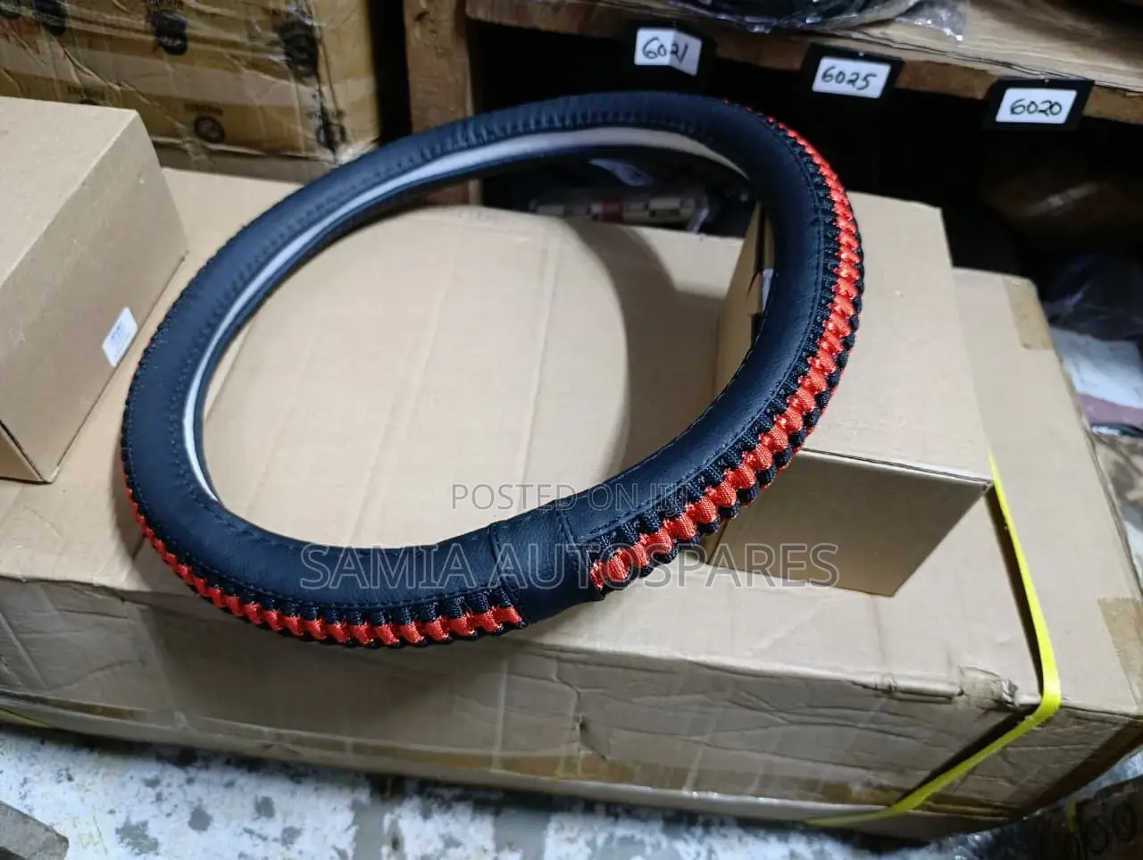 Steering Cover Leather Knitted [Beige]
