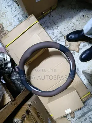 Leather Steering Cover Black Brown