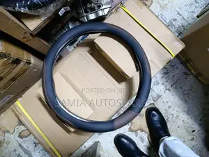 Leather Steering Cover Black Brown