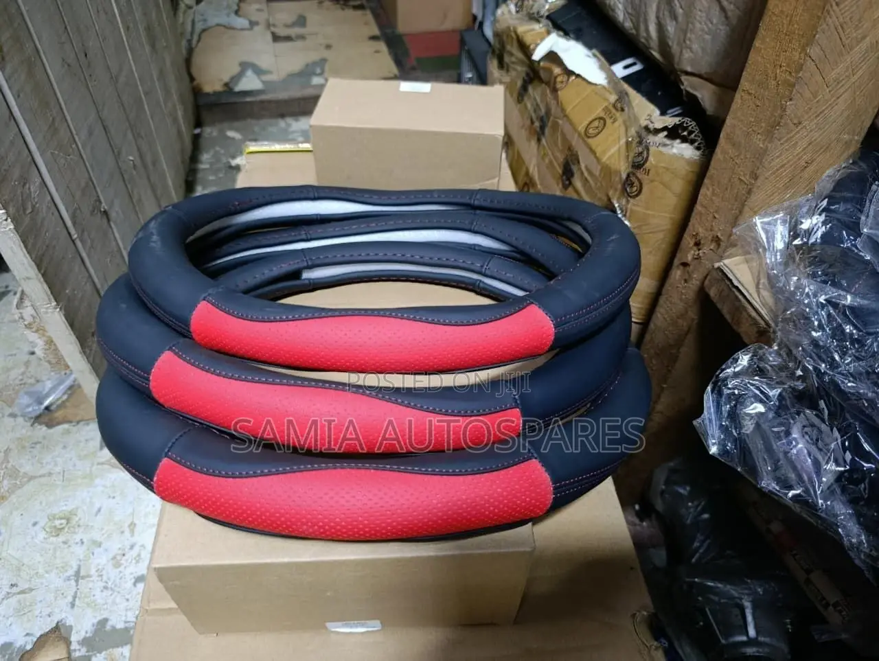 Leather Steering Cover Black Brown