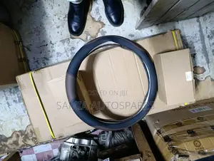 Leather Steering Cover Black Brown