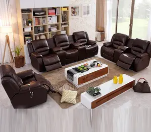 Home Sofa;Elegant 5-seat Reclining Leather Sofa For Home Entertainment
