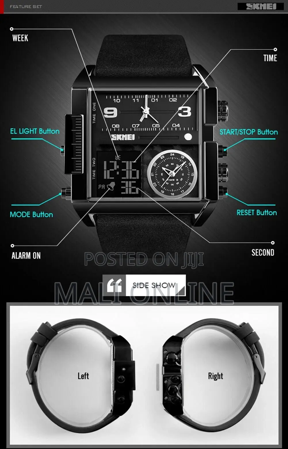 Skmei 1584 Stainless Steel Digital Watch Dual Time Led Display