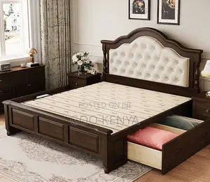 Home Bed; Solid Wood King Size Bed Frame For Master Bedrooms