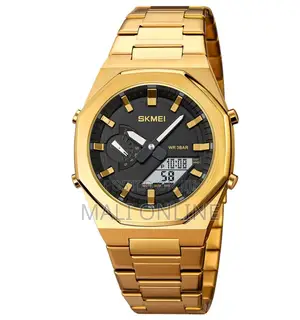 Skmei 1816 Gents Stainless Steel Watch Dual Time Analog Digital Sport