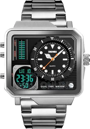 Skmei 2025 Full Steel Analog Digital Sport Watch for Men Triple Zone