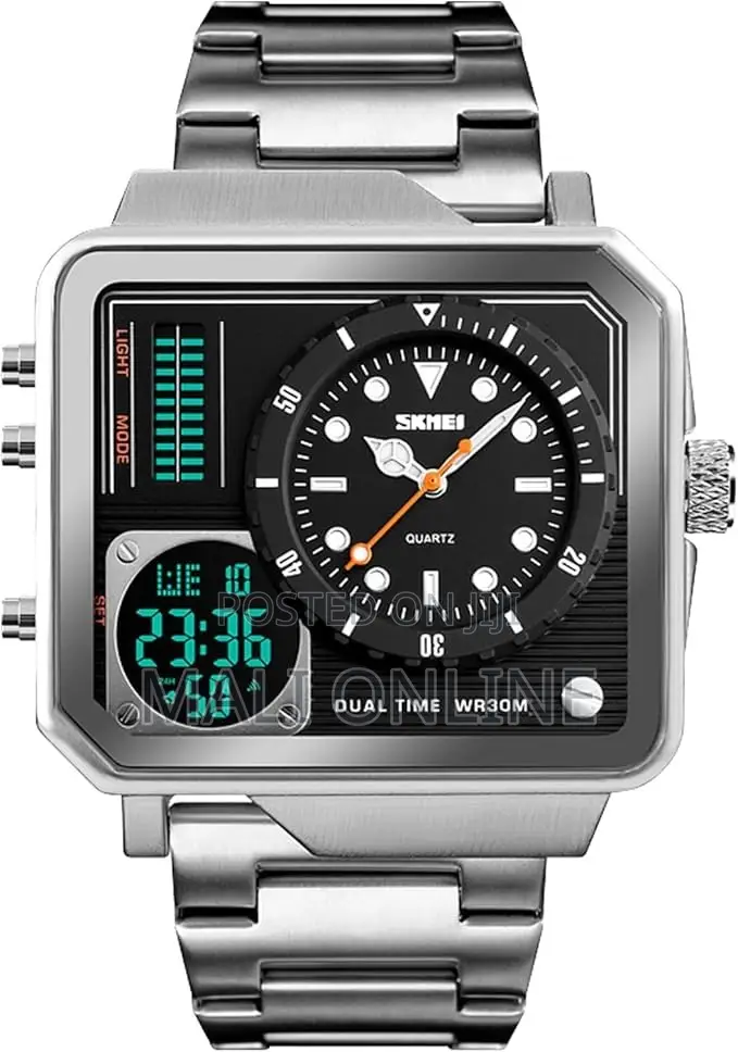 Skmei 2025 Full Steel Analog Digital Sport Watch for Men Triple Zone