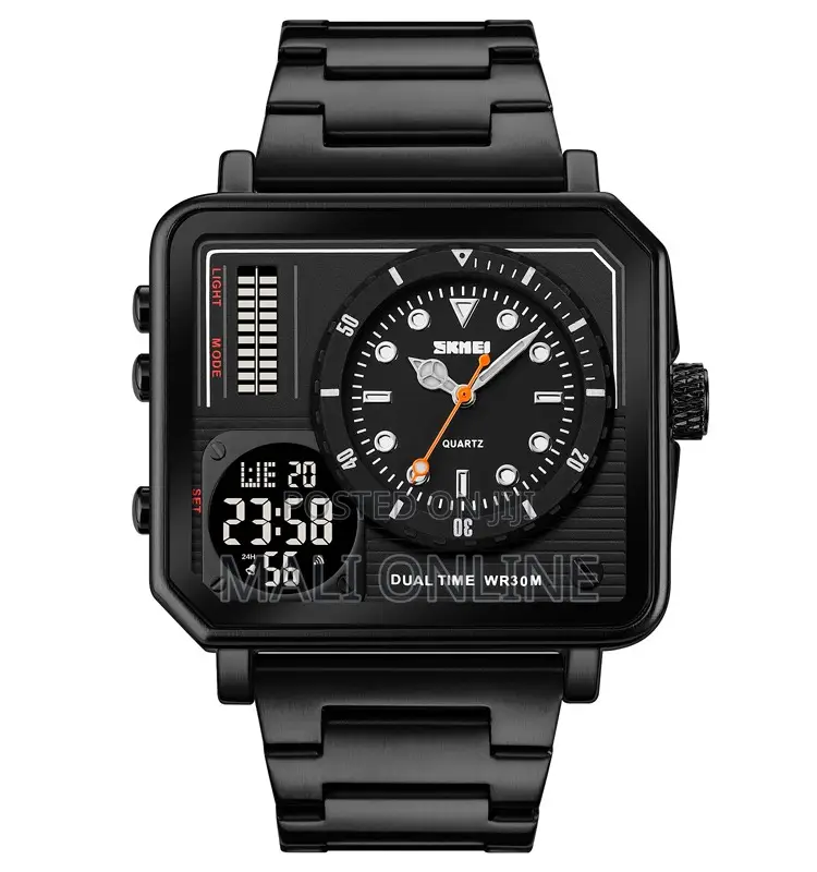 Skmei 2025 Full Steel Analog Digital Sport Watch for Men Triple Zone