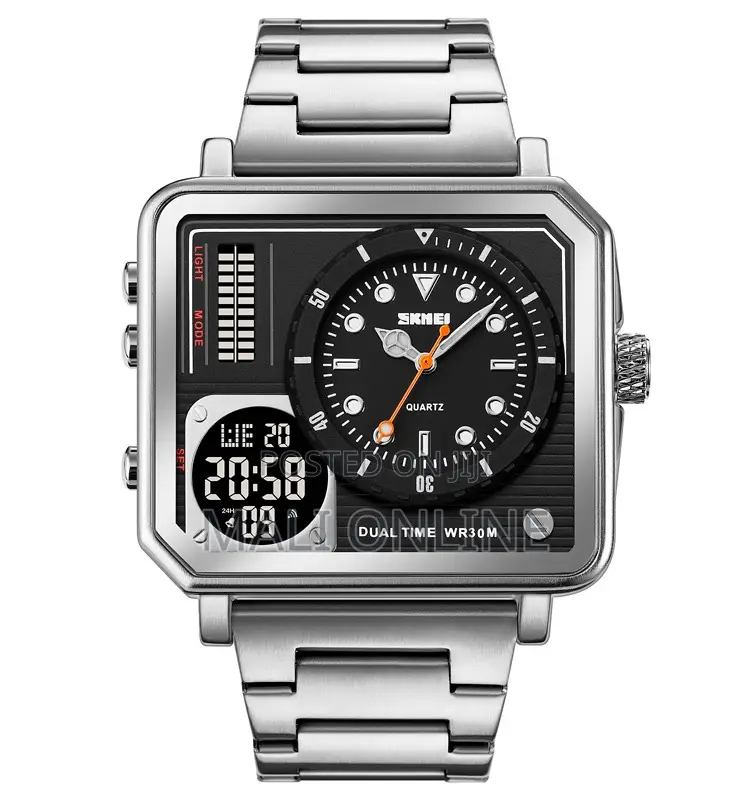 Skmei 2025 Full Steel Analog Digital Sport Watch for Men Triple Zone