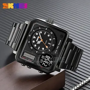 Skmei 2025 Full Steel Analog Digital Sport Watch for Men Triple Zone