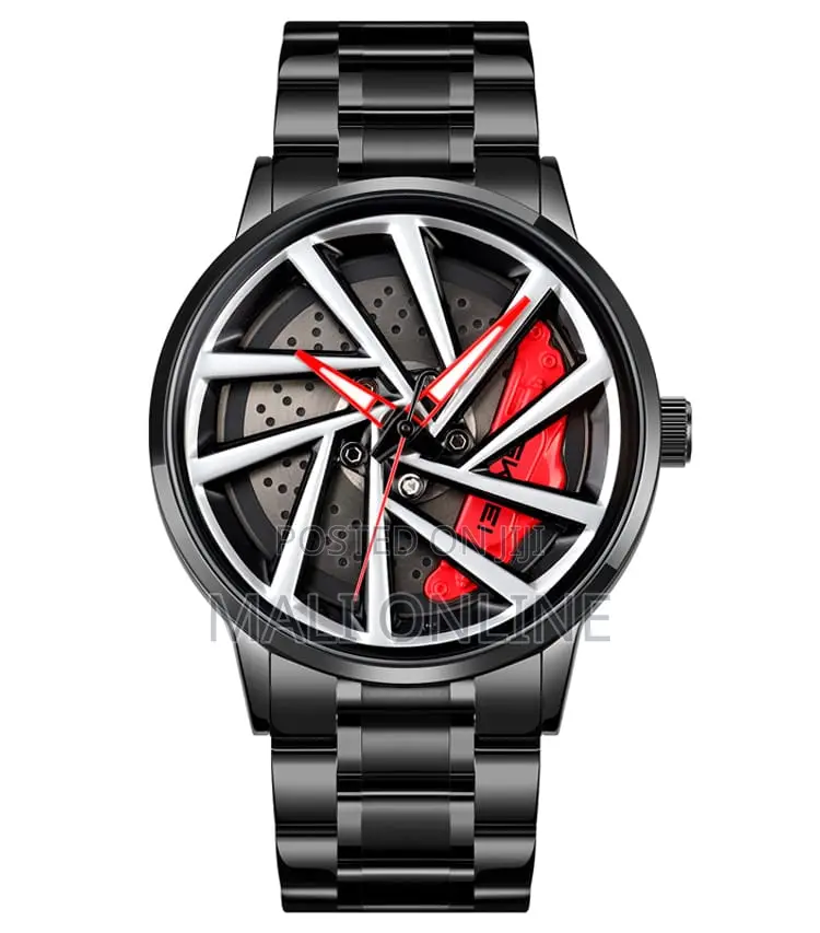 Skmei 1990 Rolling Car Wheel Watch Stainless Steel Quartz Analog Watch