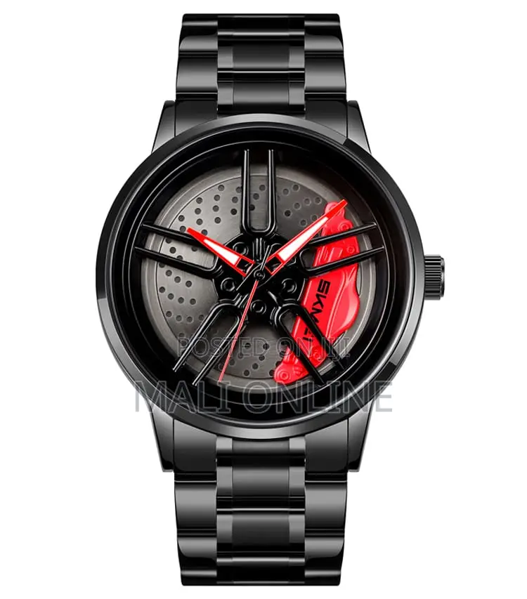 Skmei 1990 Rolling Car Wheel Watch Stainless Steel Quartz Analog Watch