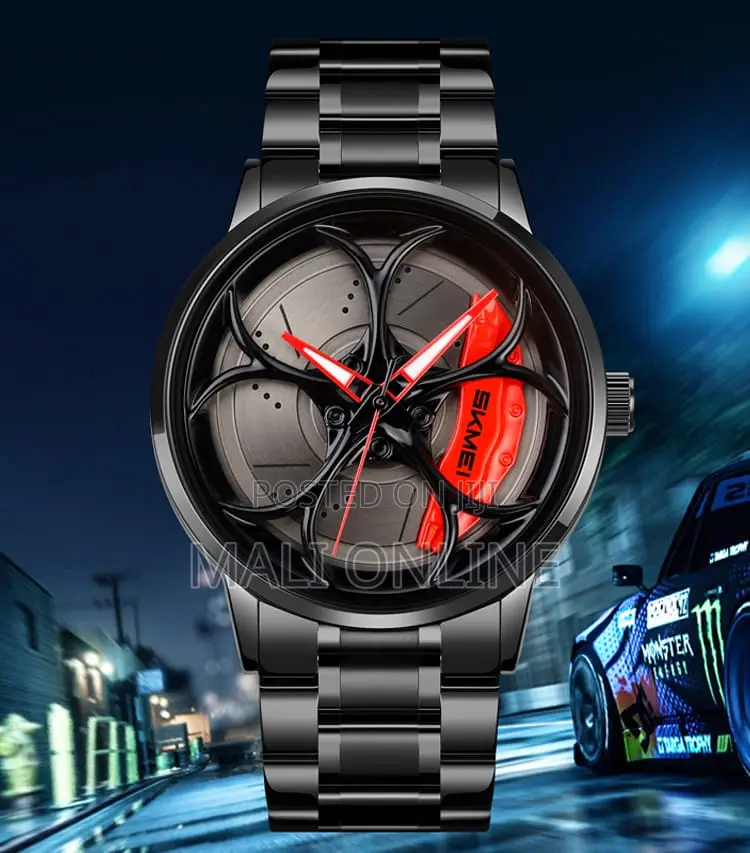 Skmei 1990 Rolling Car Wheel Watch Stainless Steel Quartz Analog Watch