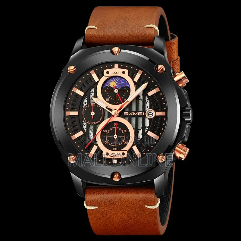 Skmei Gents Watch 9351 Chronograph Leather Strap Men’S Wristwatch