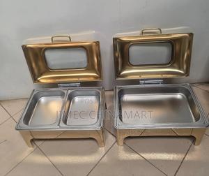 Double and Single Inserts Gold Roll-Top Chafing Dishes - main view