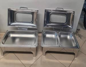 Single and Double Silver Roll-Top Chafing Dishes - main view