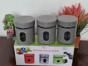 3pc Glass Canister With Stylish Metal Covering