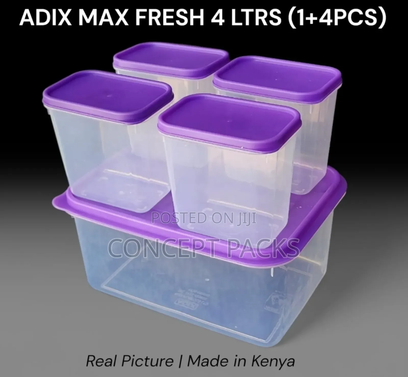 Adix Max 5pc Container Set ( 4pcs- 4litres And 1pc- 0.6litres)