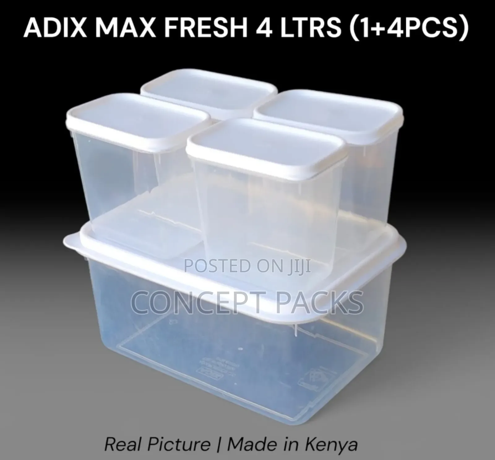 Adix Max 5pc Container Set ( 4pcs- 4litres And 1pc- 0.6litres)