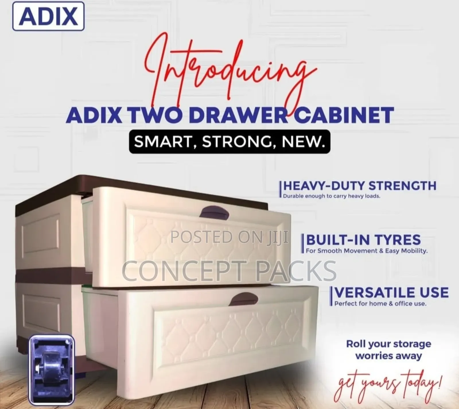Adix 2 Drawer Plastic Cabinet