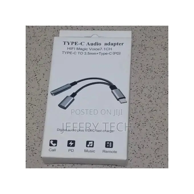 Male Type-C to 3.5mm + Female Type-C Splitter