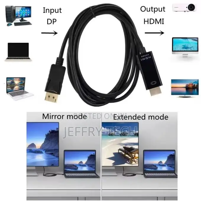 1.8m Dp to Hdmi Compatible Cable, Displayport to Hd Adapter, Displa
