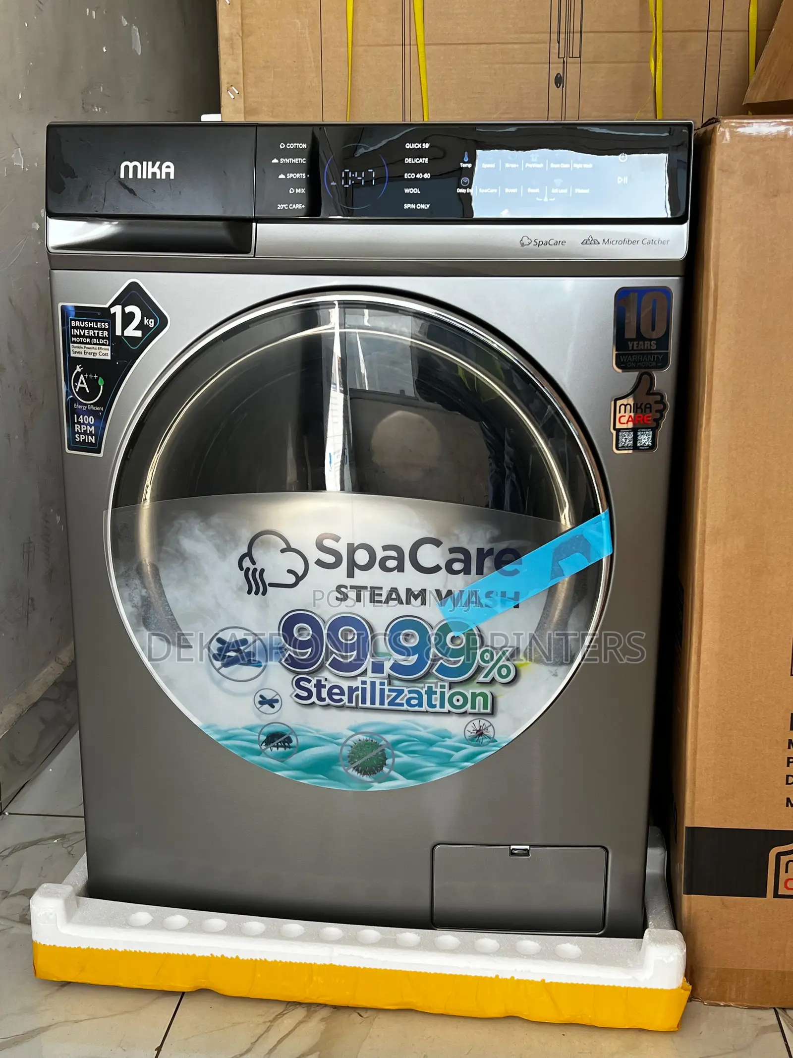 Mika 12kg Washing Machine, Front Load With Inverter Motor