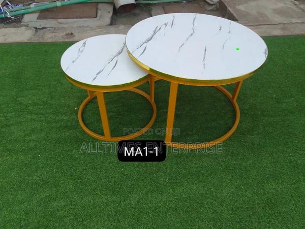 White Nesting Coffee Table Marble Effect (Mdf)
