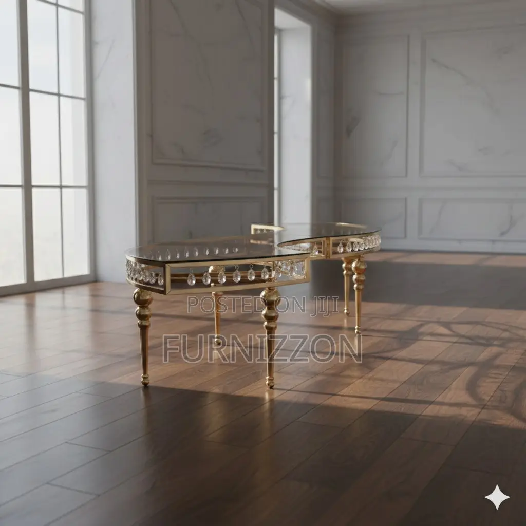Gold Moon Table With Glass Top for Events