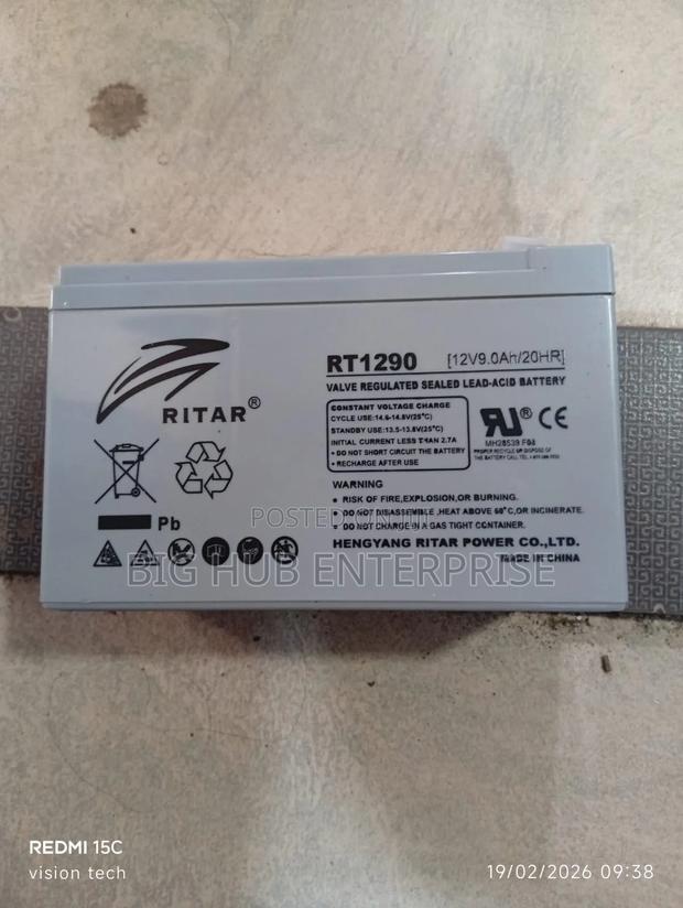 Ritar Rt1290 12v 9.0ah Valve-Regulated Sealed Lead-Acid Battert