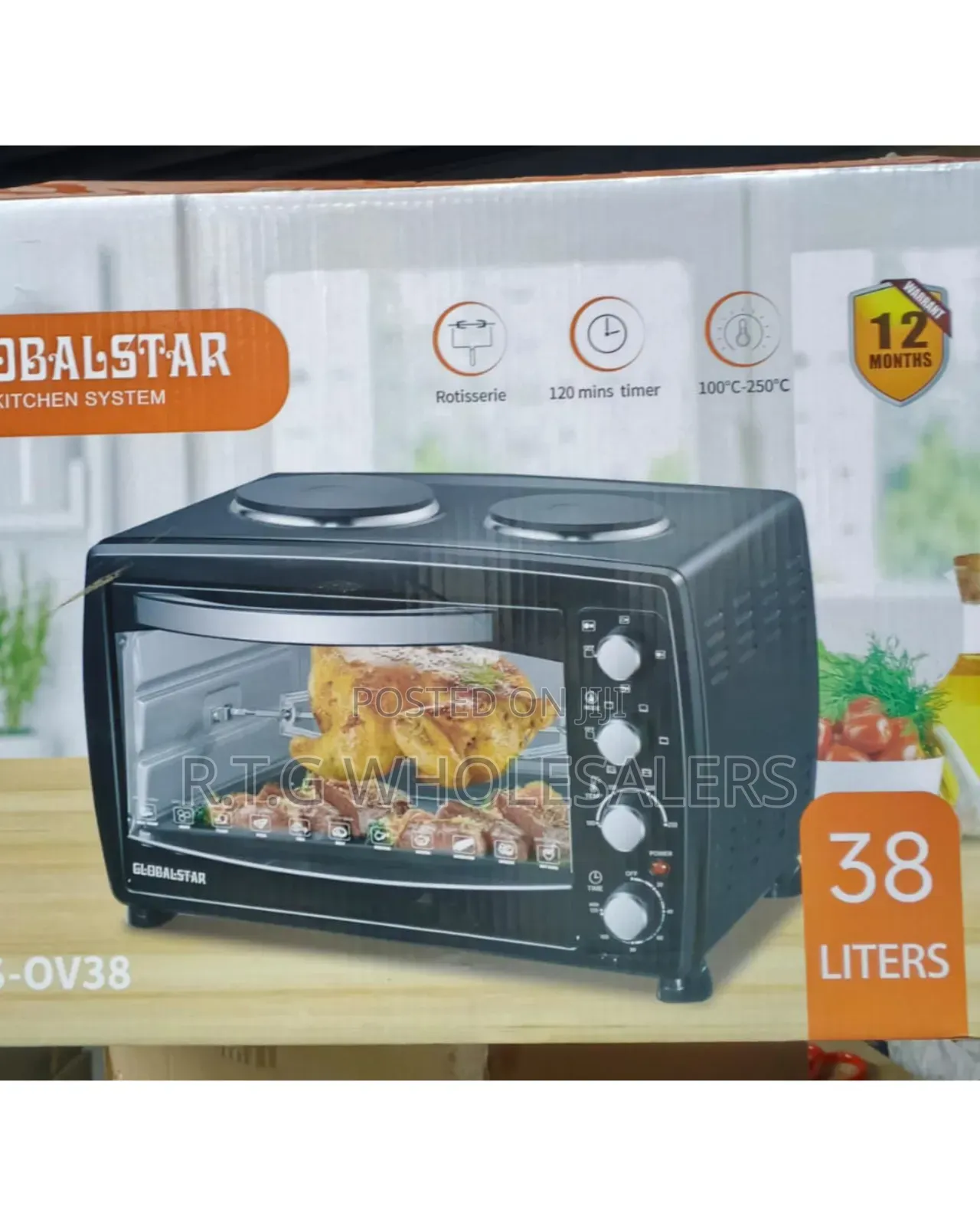 38 Litres Globalstar Oven With Rotisserie and Double Hot Plate