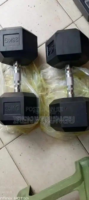 Gym Black Exactly 25kgs Hexagonal Dumbells