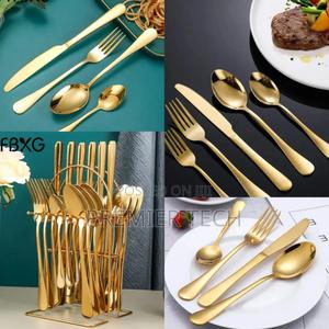 24pc Gold Cutlery Set . - thumbnail 2