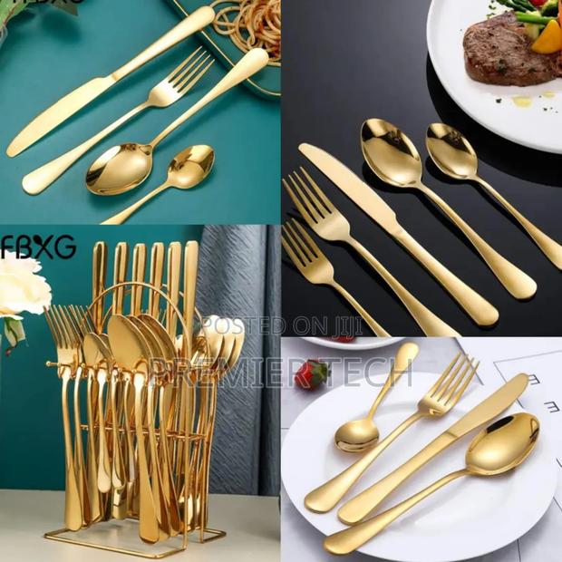 24pc Gold Cutlery Set . - main view