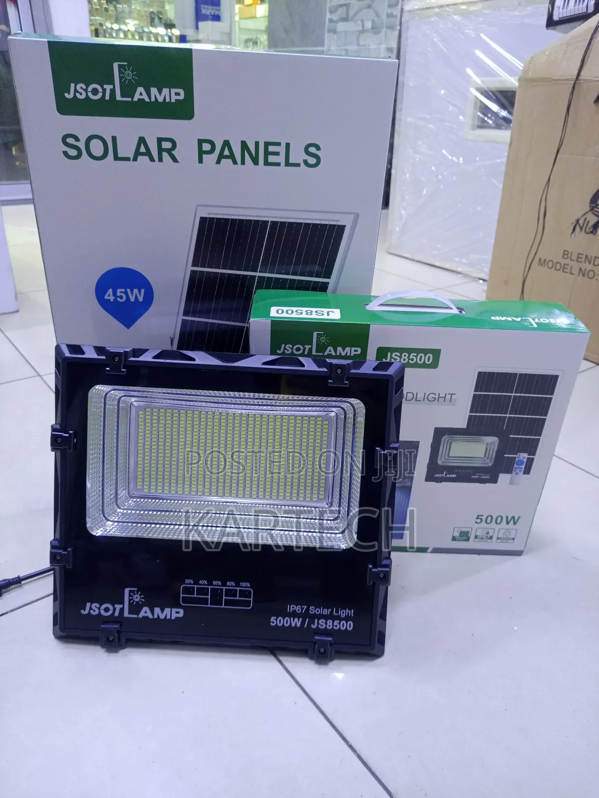 Jsotlamp 500w Solar Flood Light With 45w Panel – All-Weather
